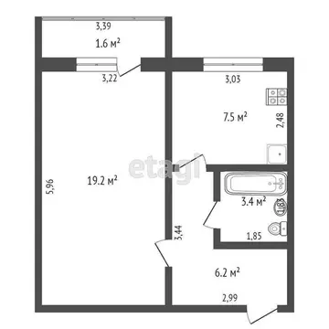1-комнатная квартира: Омск, улица 12 Декабря, 117к2 (36.3 м)