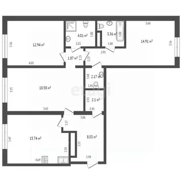 2-к кв. Тюменская область, Тюменский муниципальный округ, д. Патрушева ...