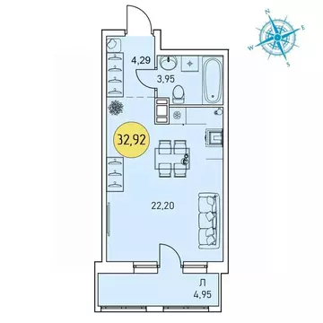 Студия Архангельская область, Архангельск Котласская ул., 30 (32.92 м)
