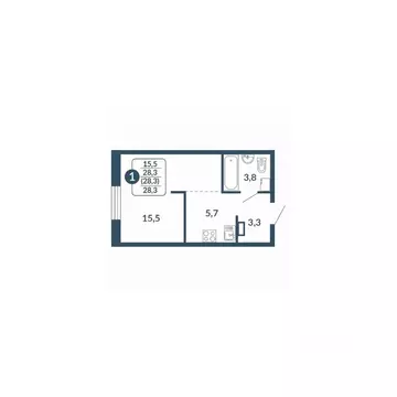 Студия Кировская область, Киров ул. Анжелия Михеева, 5 (28.3 м)