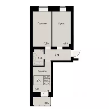 2-к кв. Красноярский край, Красноярск ул. Елены Стасовой, 80 (60.1 м)
