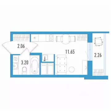 Студия Санкт-Петербург ул. Маршала Казакова, 64к1 (17.59 м)