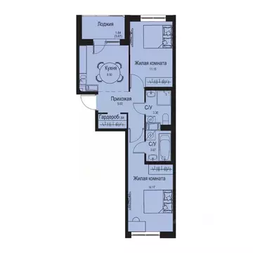 2-к кв. Ленинградская область, Всеволожский район, Заневское городское ...