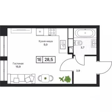 Студия Московская область, Пушкино Пушкино Град жилой комплекс (28.3 ...