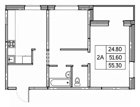 2-к кв. Чувашия, Чебоксары ул. П.В. Дементьева, поз1 (55.3 м)