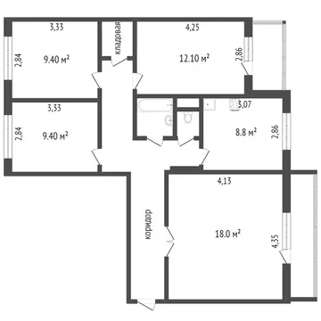 4-комнатная квартира: Тобольск, 8-й микрорайон, 37 (80 м)