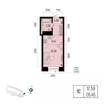 1-к кв. Башкортостан, Уфа Глумилино-1 мкр, Новатор жилой комплекс ...