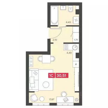 1-к кв. Новосибирская область, Новосибирск Аэропорт мкр,  (30.51 м)
