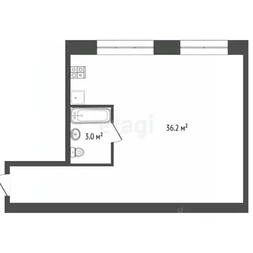Студия Архангельская область, Архангельск ул. Самойло, 12А (39.2 м)