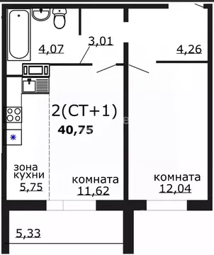 1-к кв. Челябинская область, Челябинск ул. Маршала Чуйкова, 25 (40.75 ...