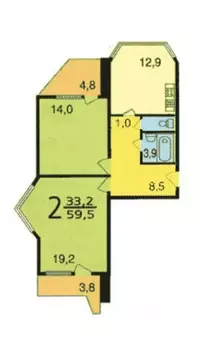 2-к кв. Москва Новорогожская ул., 10 (59.2 м)