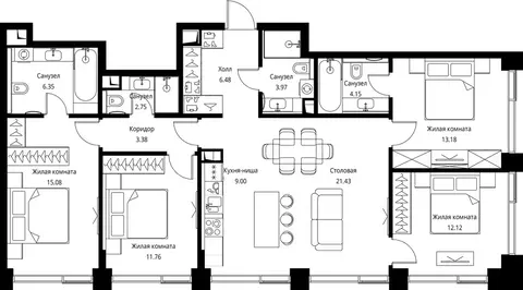 4-комнатная квартира: Москва, Волоколамское шоссе, 95/1к6 (109.65 м)