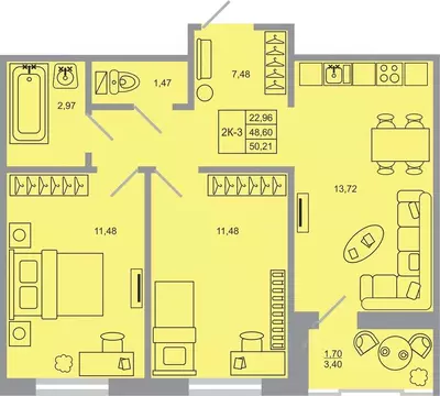 2-к кв. Ленинградская область, Всеволожский район, пос. Бугры Стороны ...