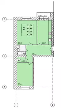 3-к кв. Ярославская область, Ярославль Тверицкая наб., 54Ак2 (67.28 м)