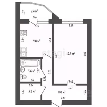 1-к кв. Башкортостан, Стерлитамак ул. Артема, 151А (43.8 м)