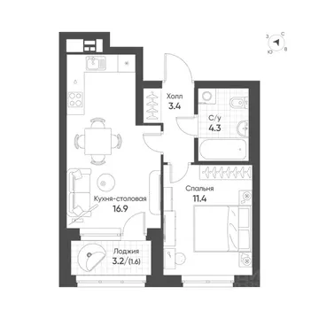 1-к кв. Свердловская область, Екатеринбург Солнечный жилрайон,  (37.6 ...