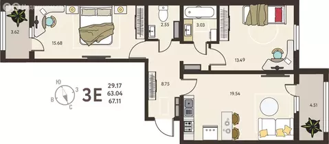 2-комнатная квартира: Курск, микрорайон Курского Завода Тракторных ...