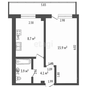 1-к кв. Саха (Якутия), Якутск ул. Н.Е. Мординова, 21/1 (32.8 м)