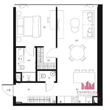 2-к кв. Москва ул. Даниловский Вал, 1А (56.0 м)