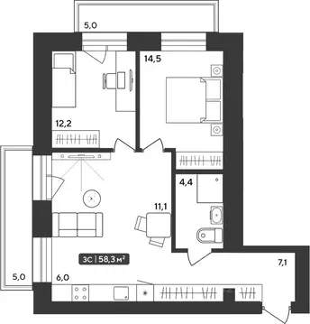 2-к кв. Новосибирская область, Мошковский район, пос. Октябрьский ул. ...