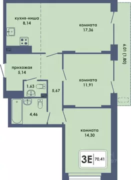 3-к кв. Пермский край, Пермь Камская Долина мкр, Аксиома жилой ...