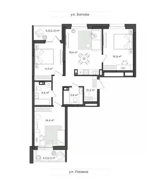 3-к кв. Ярославская область, Ярославль Тутаевское ш., 93Б (83.7 м)
