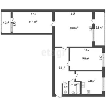 3-комнатная квартира: Колпино, Заводской проспект, 40 (57 м)