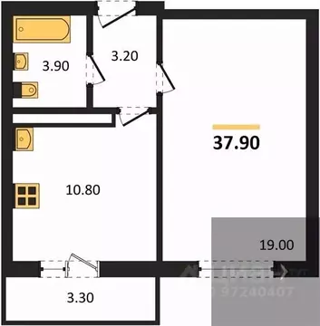 1-к кв. Воронежская область, Воронеж ул. Шидловского, 38 (37.9 м)