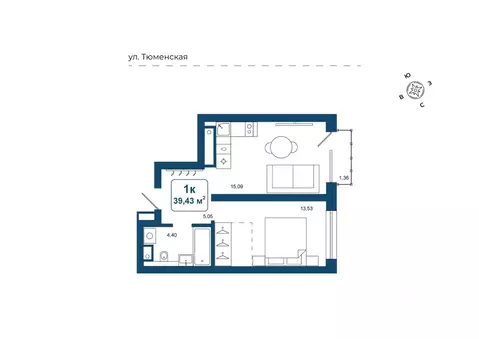 1-к кв. Тюменская область, Тюменский район, д. Дударева Родина-2 жилой ...