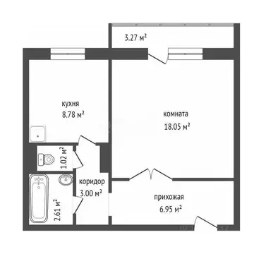 1-к кв. Красноярский край, Красноярск Нанжуль-Солнечный мкр, ул. ...