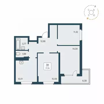 3-к кв. Новосибирская область, Новосибирск Большевистская ул., 32/1 ...