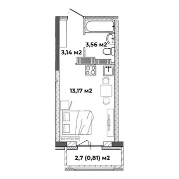 Студия Ярославская область, Ярославль ул. Старая Костромская, 4 (20.68 ...