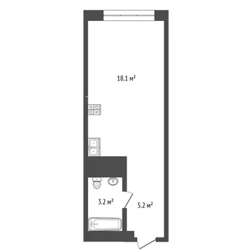 Квартира-студия: Тюмень, улица Судостроителей, 48 (26.53 м)