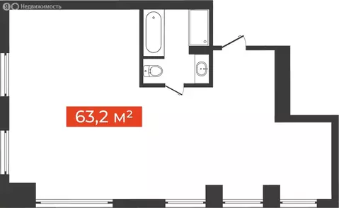 1-комнатная квартира: Новосибирск, Большевистская улица, 14 (63.2 м)