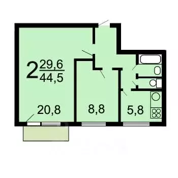 2-к кв. Москва Петрозаводская ул., 12 (46.0 м)