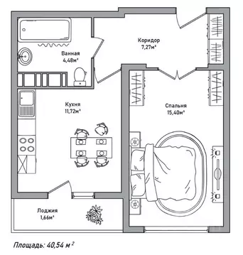 1-к кв. Ярославская область, Ярославль ул. Дядьковская, 19Б (40.54 м)