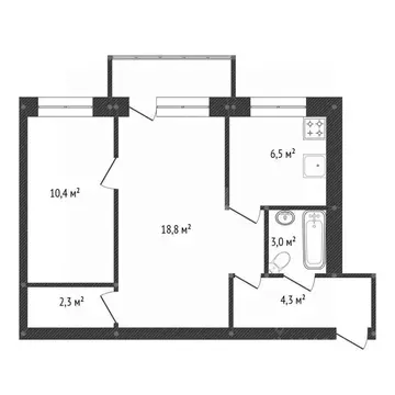 2-к кв. Башкортостан, Уфа Шкаповский пер., 1 (46.1 м)