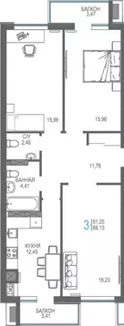 3-к кв. Крым, Симферопольский район, Гвардейское пгт, Республика жилой ...