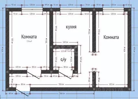 2-к кв. Татарстан, Казань ул. Восстания, 77 (42.3 м)