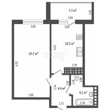 1-к кв. Краснодарский край, Анапа Парковая ул., 64к2 (43.4 м)