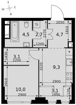 1-к кв. Москва Сидней Сити жилой комплекс, к6/3 (37.4 м)