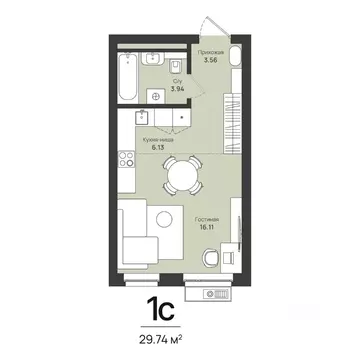 1-к кв. Пермский край, Пермь Уинская ул., 56 (29.74 м)