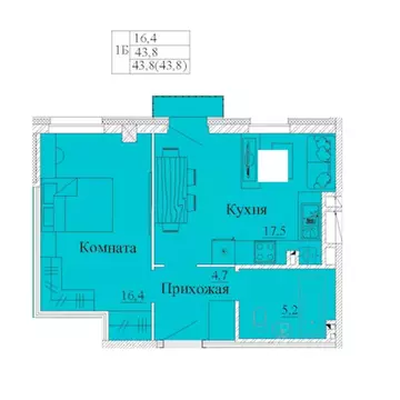 1-к кв. Ивановская область, Иваново Капучино жилой комплекс (43.8 м)