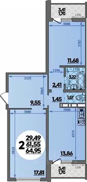 2-к кв. Ростовская область, Ростов-на-Дону ул. Костенко, 12 (64.95 м)