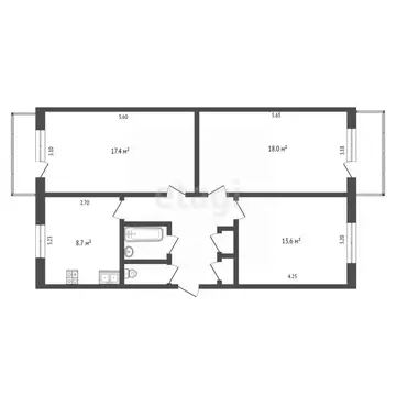 3-к кв. Калужская область, Калуга ул. Кубяка, 9 (72.5 м)