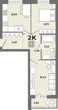 2-к кв. Алтай, Майминский район, с. Майма  (56.64 м)