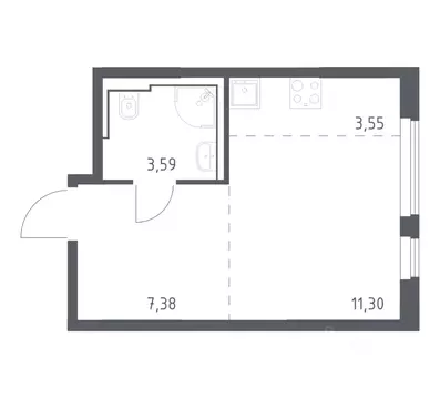 Студия Москва ул. Любучанская, 1 (25.7 м)