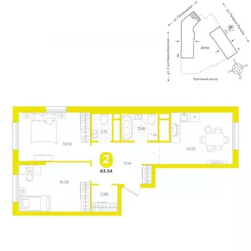 2-к кв. Свердловская область, Екатеринбург ул. Патриса Лумумбы, 4А ...