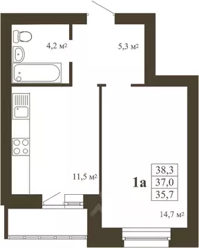 1-к кв. Тамбовская область, Тамбов Телецентр мкр,  (38.3 м)