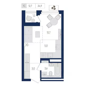 1-к кв. Башкортостан, Уфа бул. Яркий (24.9 м)